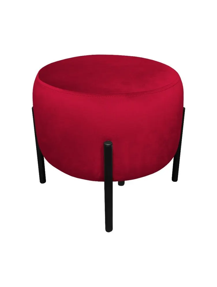 Pufa WILFRED MG VELVET bordowa okrągła na metalowych nogach | MIRAT. styl GLAMOUR, LOFT