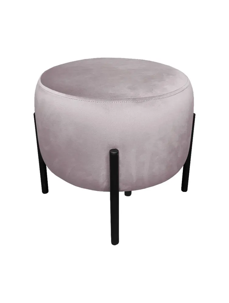 Pufa WILFRED MG VELVET jasnoróżowa okrągła na metalowych nogach | MIRAT. styl GLAMOUR, LOFT