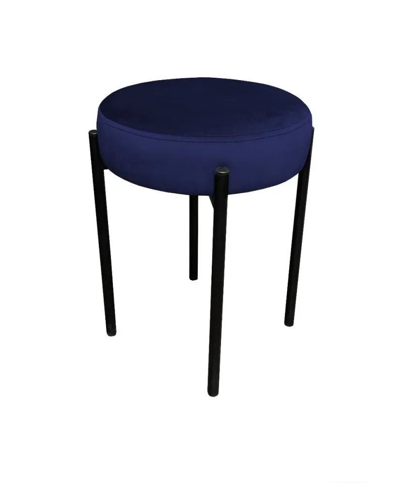 Taboret TORIN MG VELVET granatowy na metalowych nogach | MIRAT.
