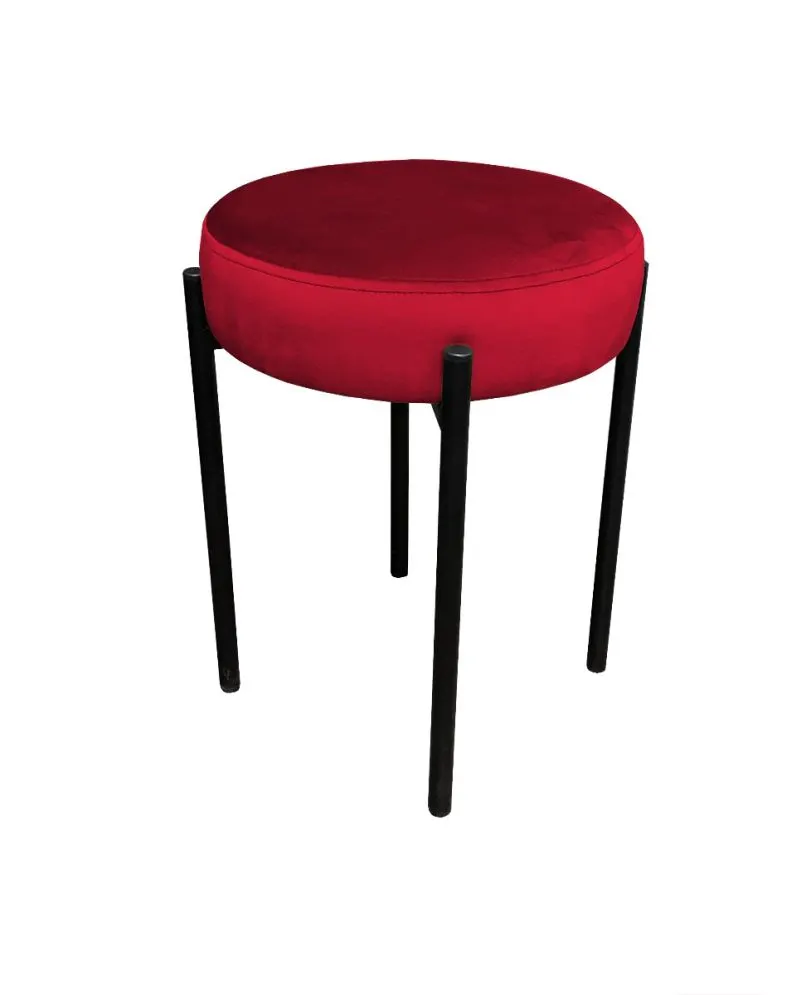 Taboret TORIN MG VELVET bordowy na metalowych nogach | MIRAT.