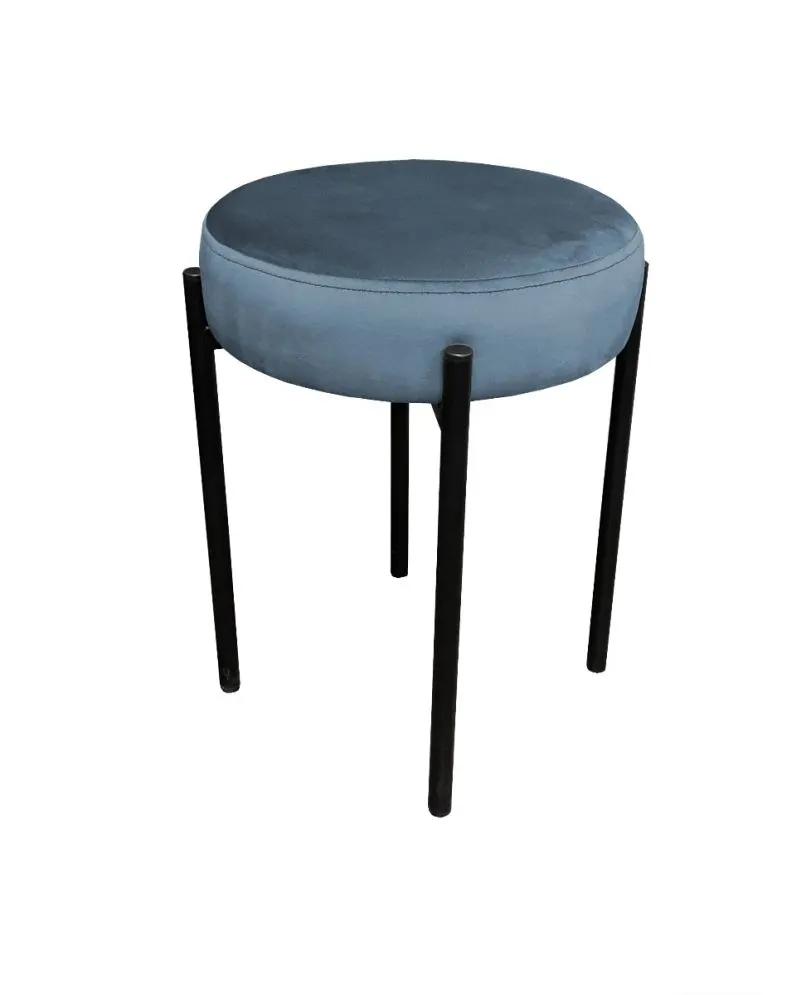 Taboret TORIN MG VELVET ciemno niebieski na metalowych nogach | MIRAT.