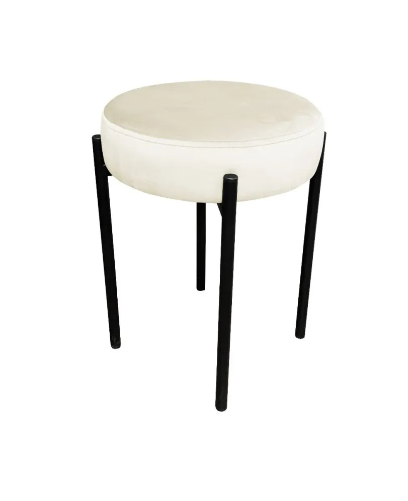 Taboret TORIN MG VELVET ecru na metalowych nogach | MIRAT.
