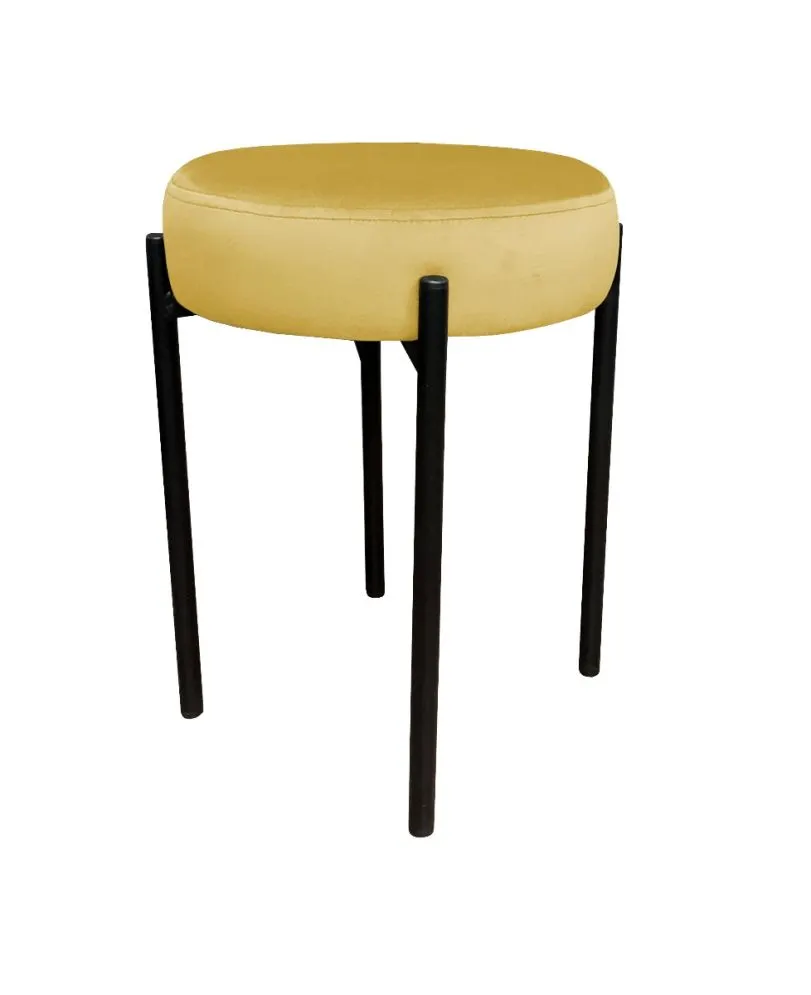 Taboret TORIN MG VELVET musztardowy/curry na metalowych nogach | MIRAT.