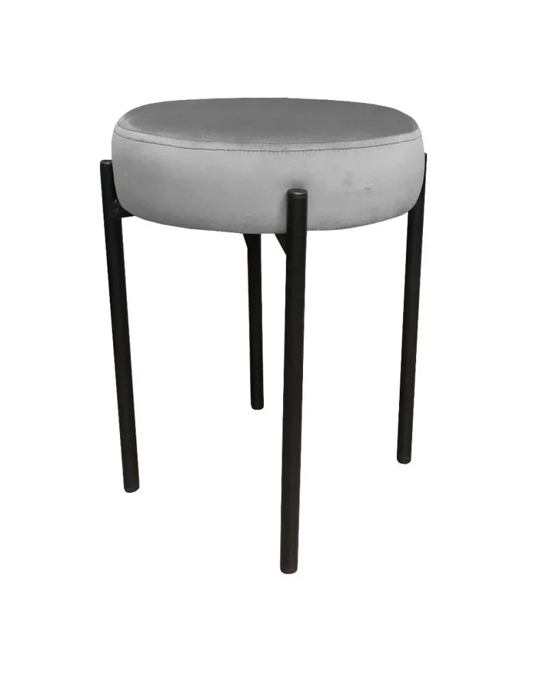 Taboret TORIN MG VELVET szary na metalowych nogach | MIRAT.