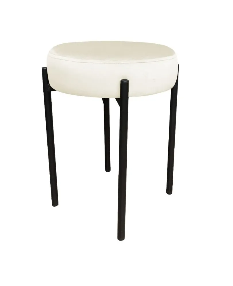 Taboret TORIN MG VELVET ecru na metalowych nogach | MIRAT.
