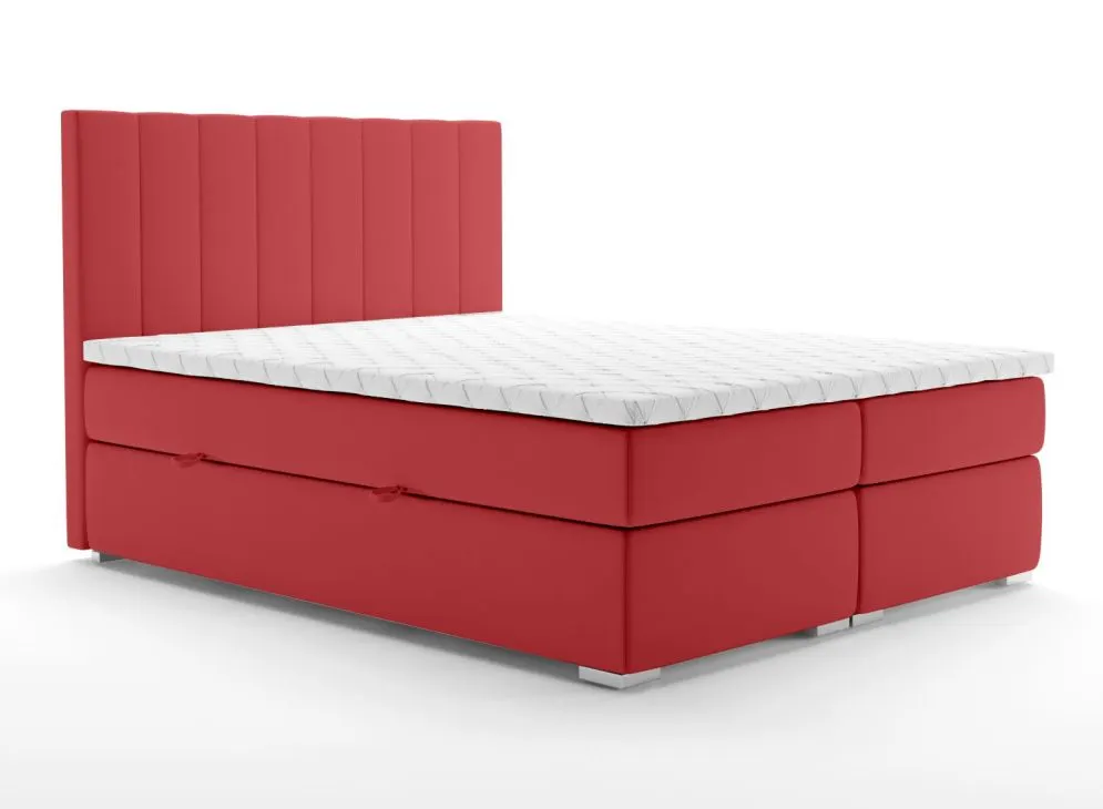 Łóżko kontynentalne SALIMA 140 bordowe velvet z pojemnikiem i materacem | MIRAT. styl GLAMOUR