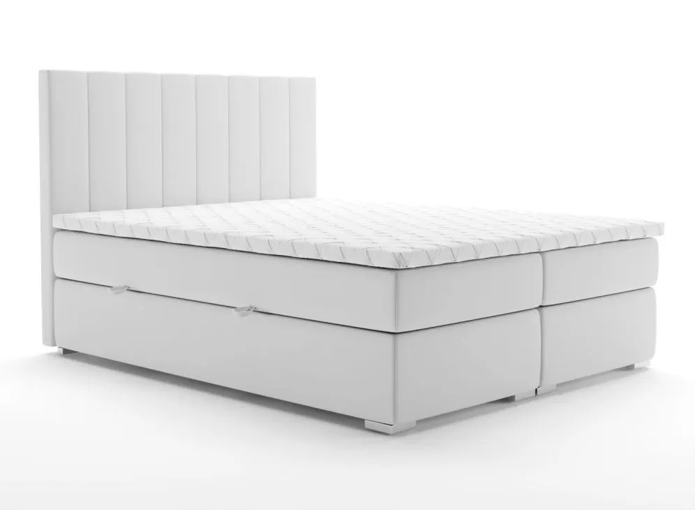 Łóżko kontynentalne SALIMA 160 jasno szare velvet z pojemnikiem do sypialni | MIRAT. styl GLAMOUR