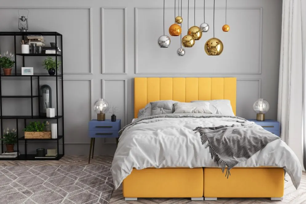 Łóżko kontynentalne SALIMA 160 zielone velvet z materacem do sypialni | MIRAT. styl GLAMOUR