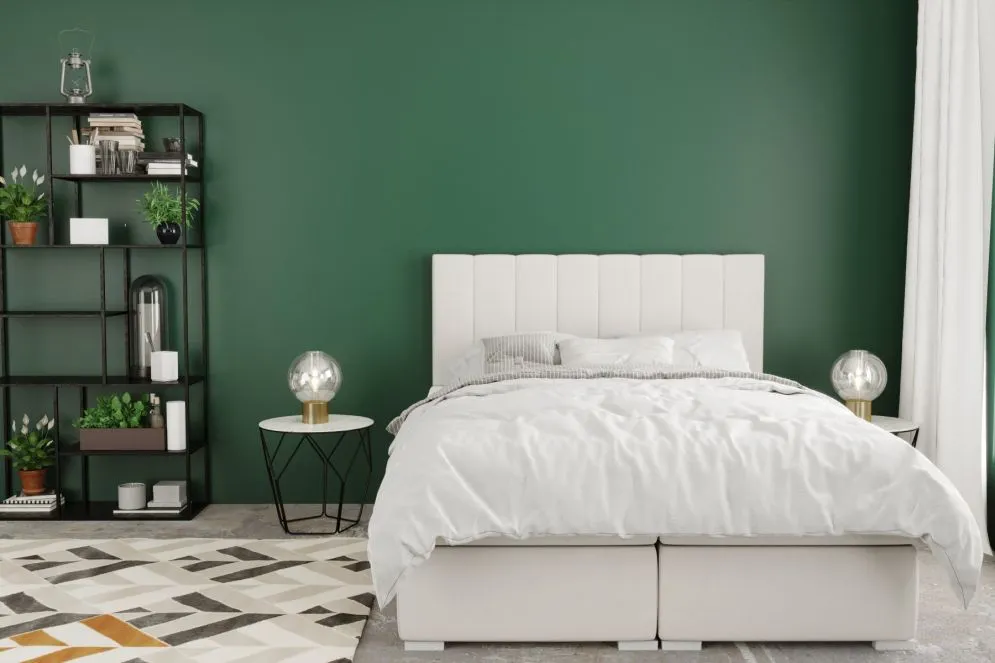 Łóżko kontynentalne SALIMA 160 bordowe velvet z pojemnikiem i materacem | MIRAT. styl GLAMOUR