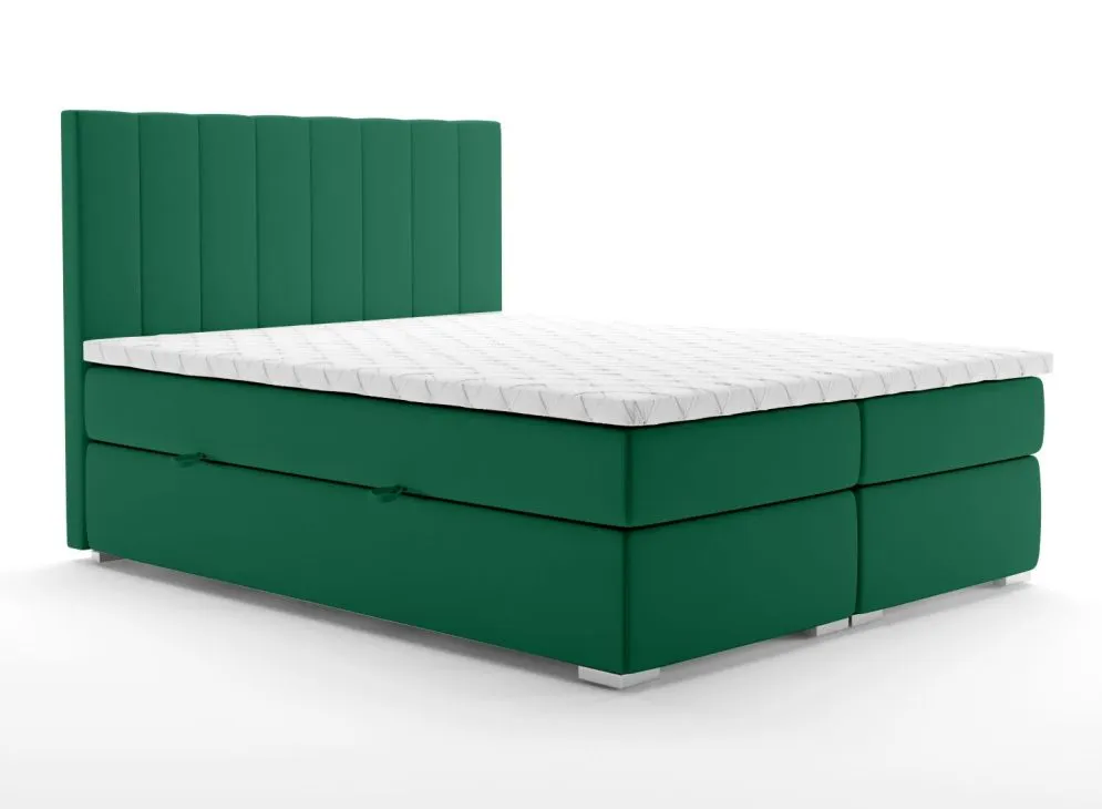 Łóżko kontynentalne SALIMA 140 zielone velvet z pojemnikiem do sypialni | MIRAT. styl GLAMOUR