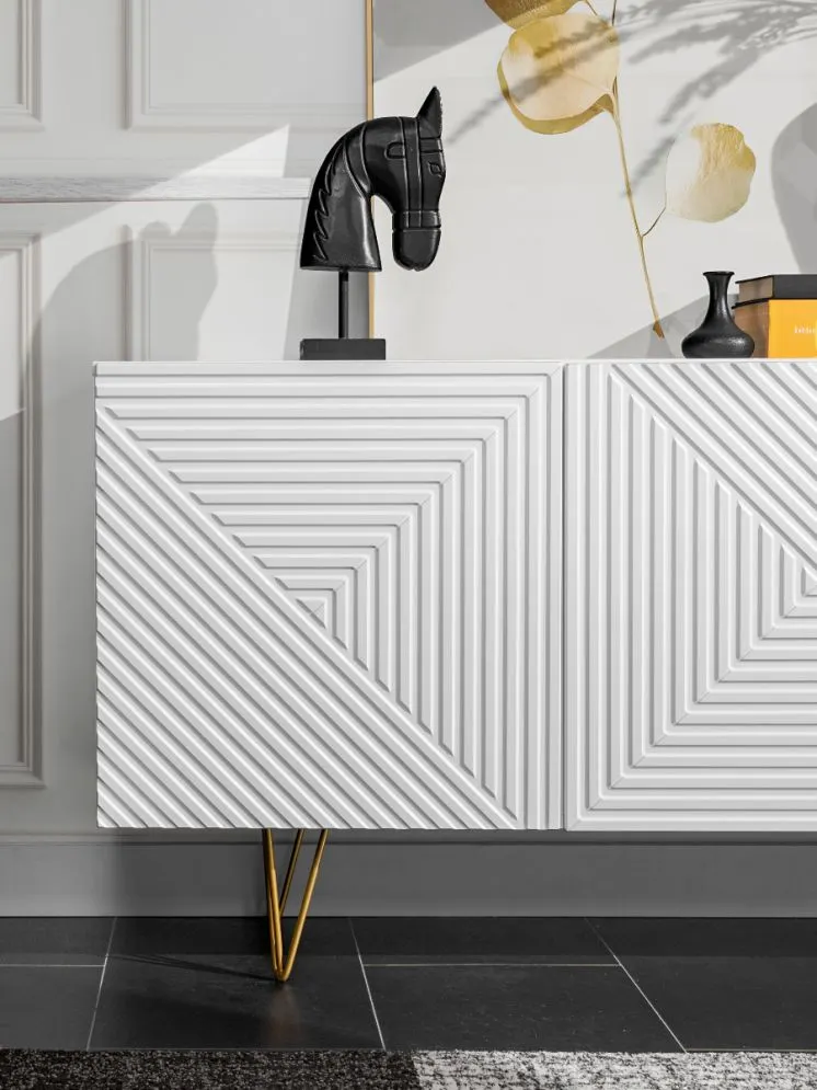 Komoda PYRAMID biały mat/złota w stylu glamour I sklep meblowy MIRAT. styl GLAMOUR