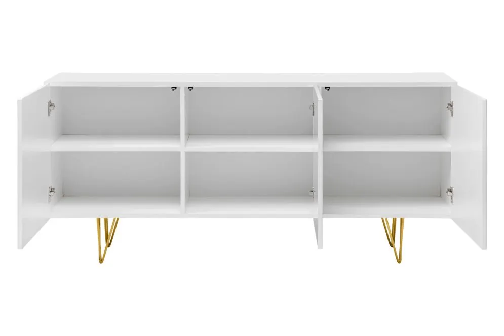 Komoda PYRAMID biały mat/złota w stylu glamour I sklep meblowy MIRAT. styl GLAMOUR