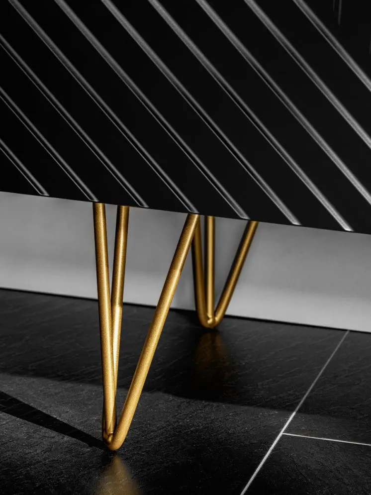 Komoda PYRAMID czarny mat/złota z szafkami I sklep meblowy MIRAT. styl GLAMOUR