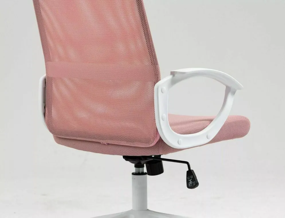 Fotel biurowy Q-026 różowy/biały dla nastolatki I sklep meblowy MIRAT.