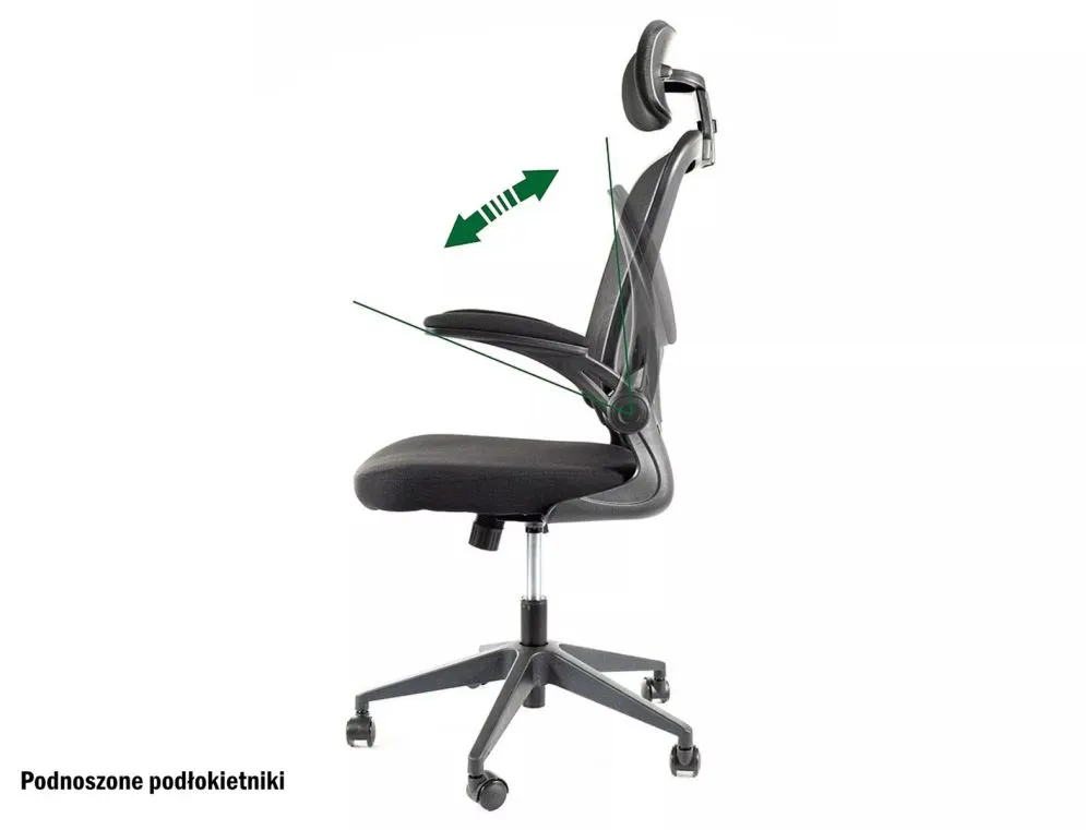 Fotel biurowy Q-060 czarny z regulowanym zagłówkiem I sklep meblowy MIRAT.