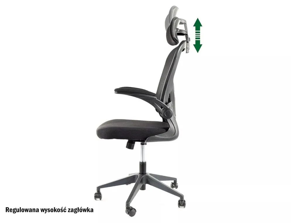 Fotel biurowy Q-060 czarny z regulowanym zagłówkiem I sklep meblowy MIRAT.