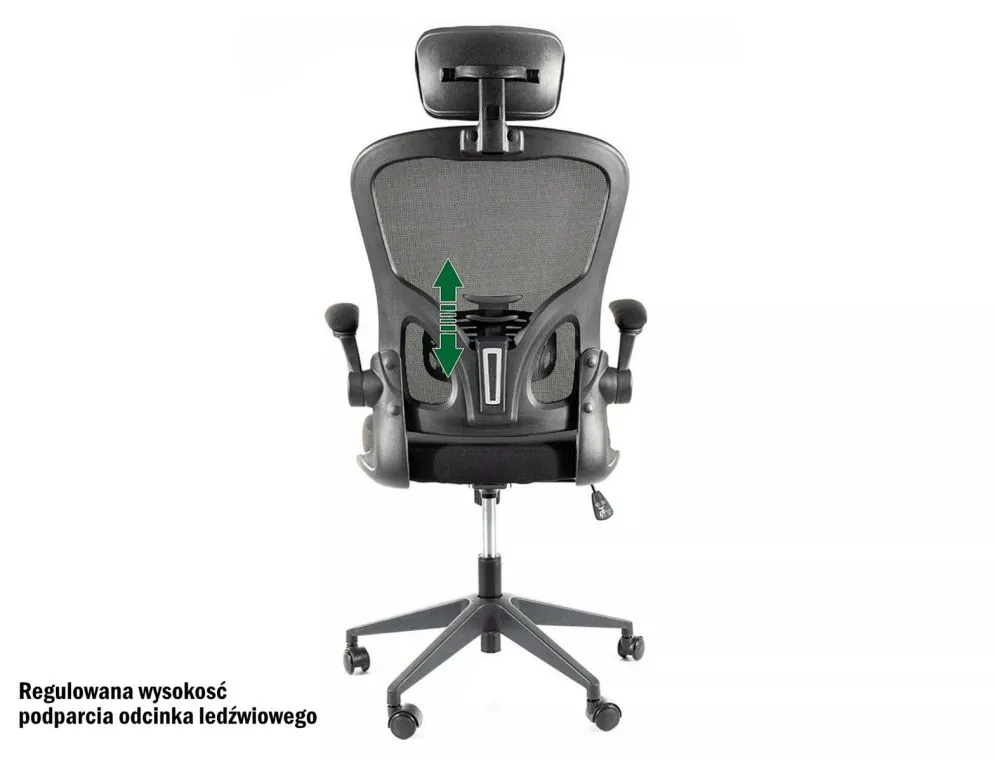 Fotel biurowy Q-060 czarny z regulowanym zagłówkiem I sklep meblowy MIRAT.