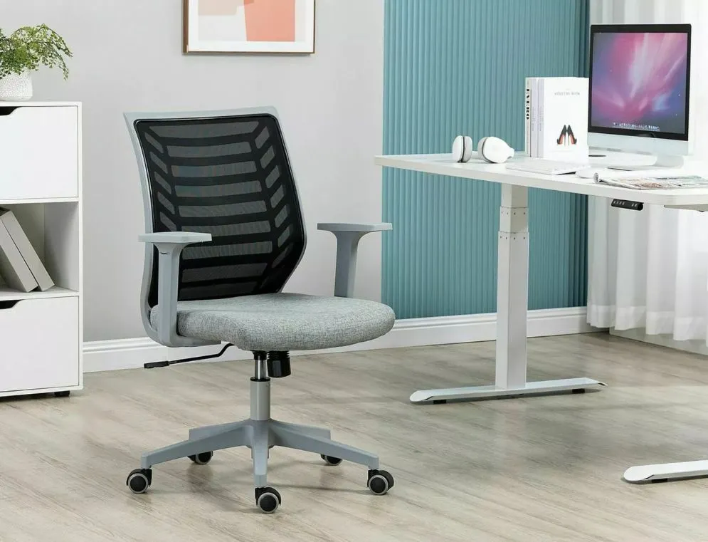 Fotel biurowy Q-320 szary z podłokietnikami stałymi I sklep meblowy MIRAT.