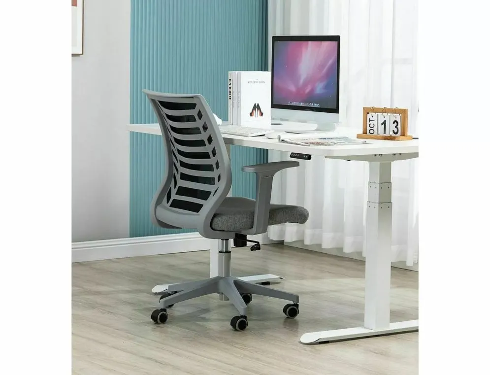 Fotel biurowy Q-320 szary z podłokietnikami stałymi I sklep meblowy MIRAT.