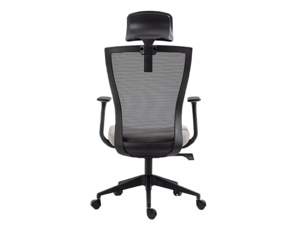 Fotel biurowy Q-328H czarny/szary z zagłówkiem i podłokietnikami I sklep meblowy MIRAT.