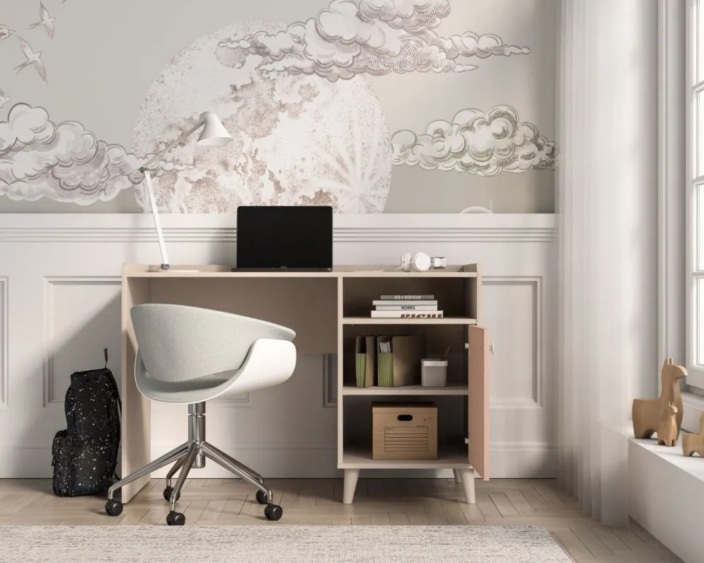 Biurko dziecięce MEVEL różowe I sklep meblowy MIRAT. styl PASTELE kolekcja MEVEL