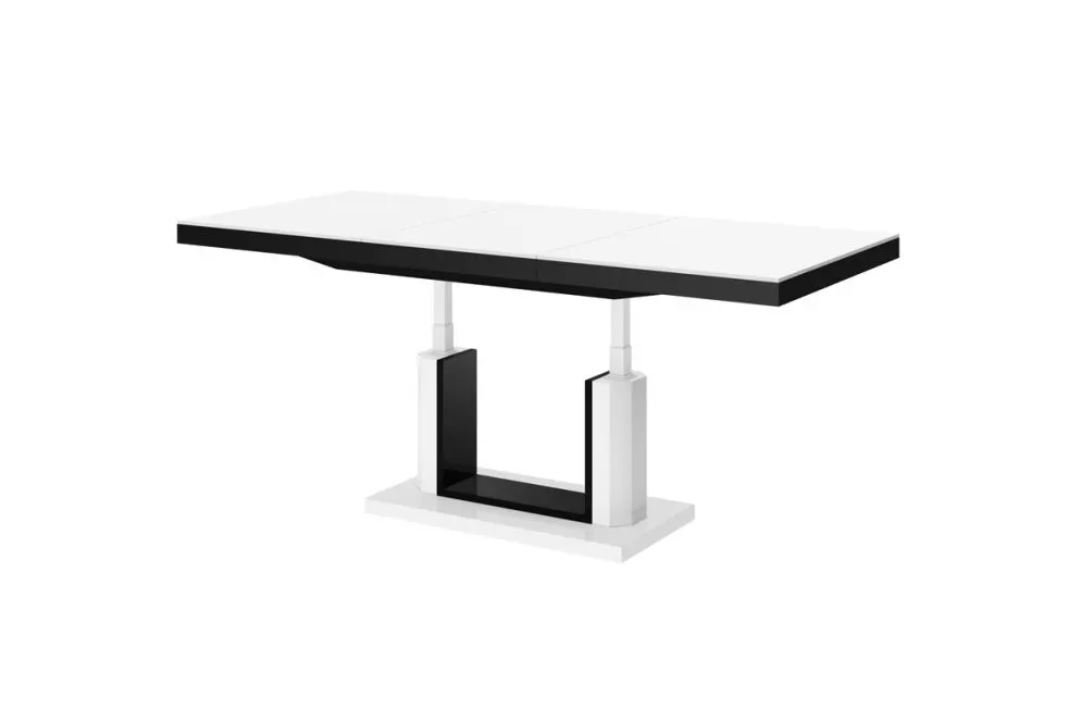 Ława QUADRO LUX biały połysk/czarny połysk rozkładana ławostół | MIRAT. w stylu  kolekcja