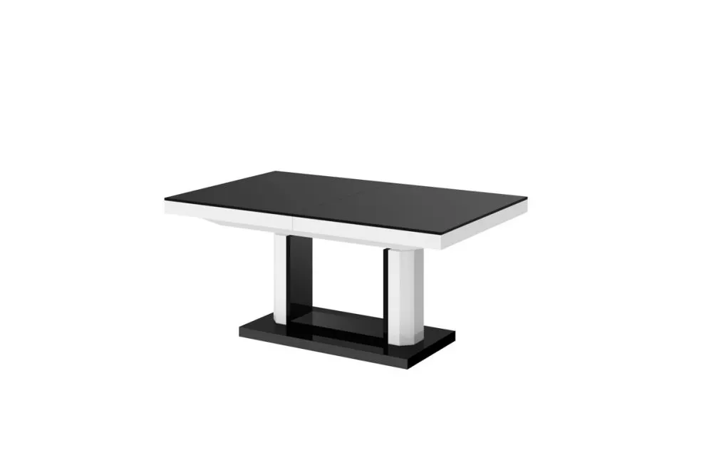 Ława QUADRO LUX czarny połysk/biały połysk rozkładana nowoczesna | MIRAT. w stylu kolekcja
