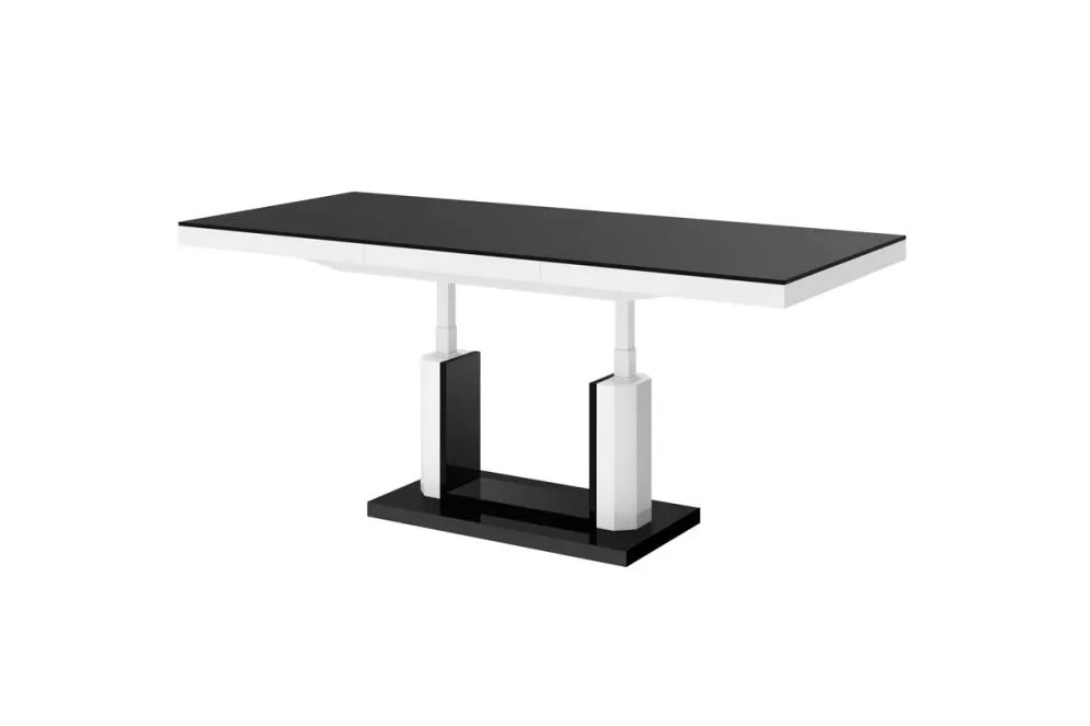 Ława QUADRO LUX czarny połysk/biały połysk rozkładana nowoczesna | MIRAT. w stylu kolekcja
