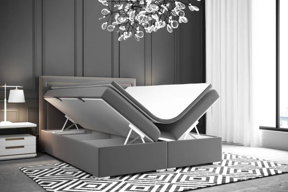 Łóżko kontynentalne NESS 140 jasno szare velvet do sypialni w stylu loft | MIRAT. w stylu GLAMOUR kolekcja