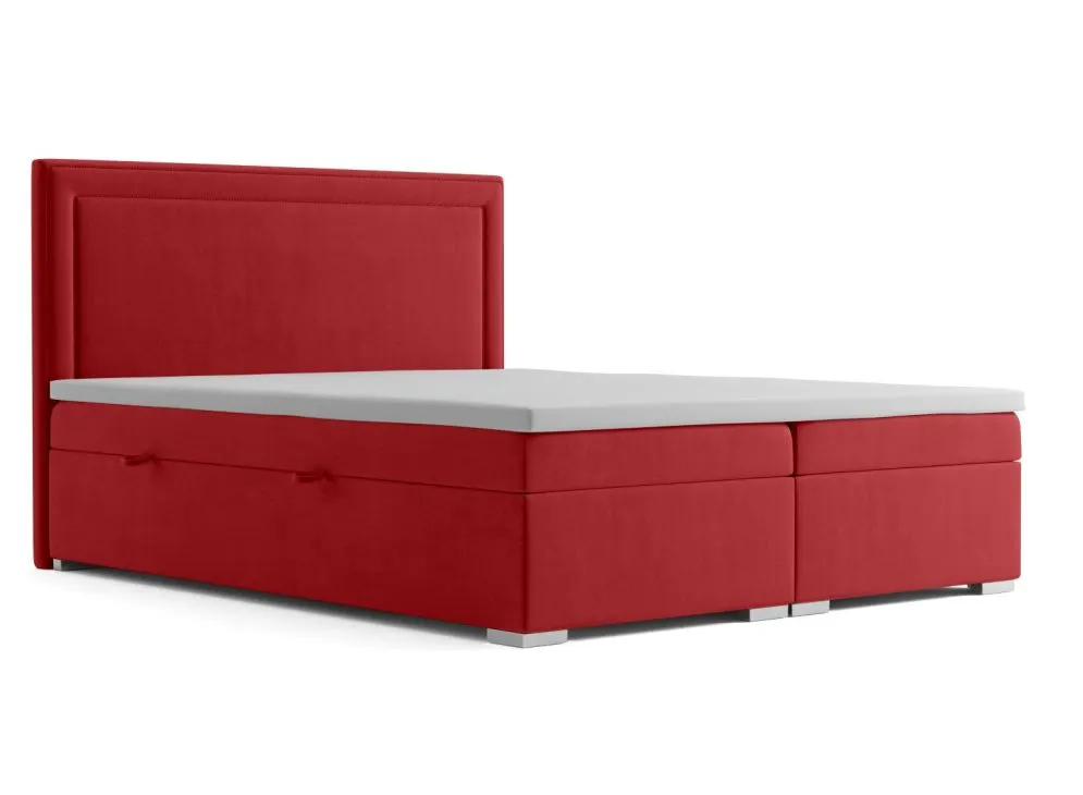 Łóżko kontynentalne NESS 160 bordowe velvet z pojemnikiem i materacem | MIRAT. w stylu GLAMOUR kolekcja