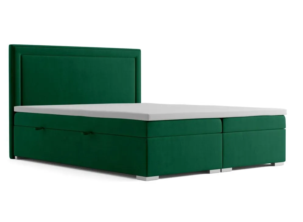 Łóżko kontynentalne NESS 180 zielone velvet tapicerowane aksamitem | MIRAT. w stylu GLAMOUR kolekcja