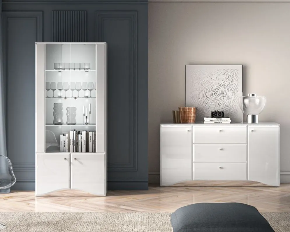Komoda BLANC 02 2D3S 160 biały połysk I sklep meblowy MIRAT. styl GLAMOUR kolekcja BLANC