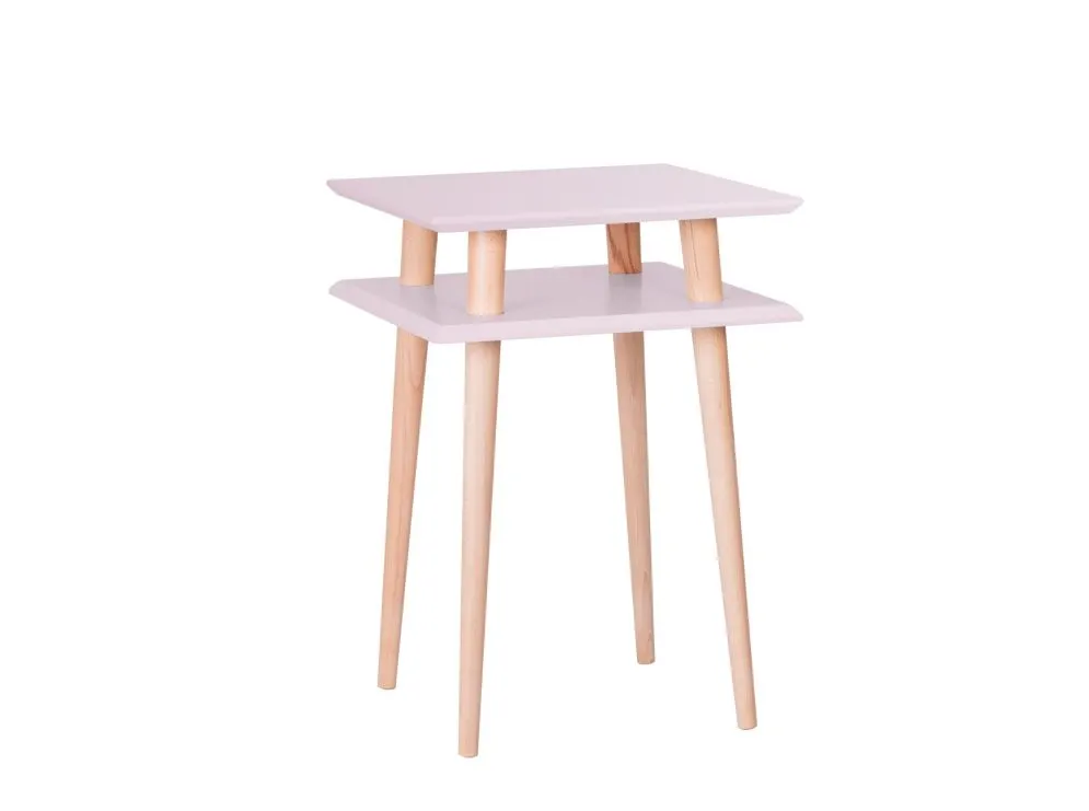 Stolik kawowy SQUARE HIGH różowy na drewnianych nogach | MIRAT. w stylu SKANDYNAWSKI kolekcja