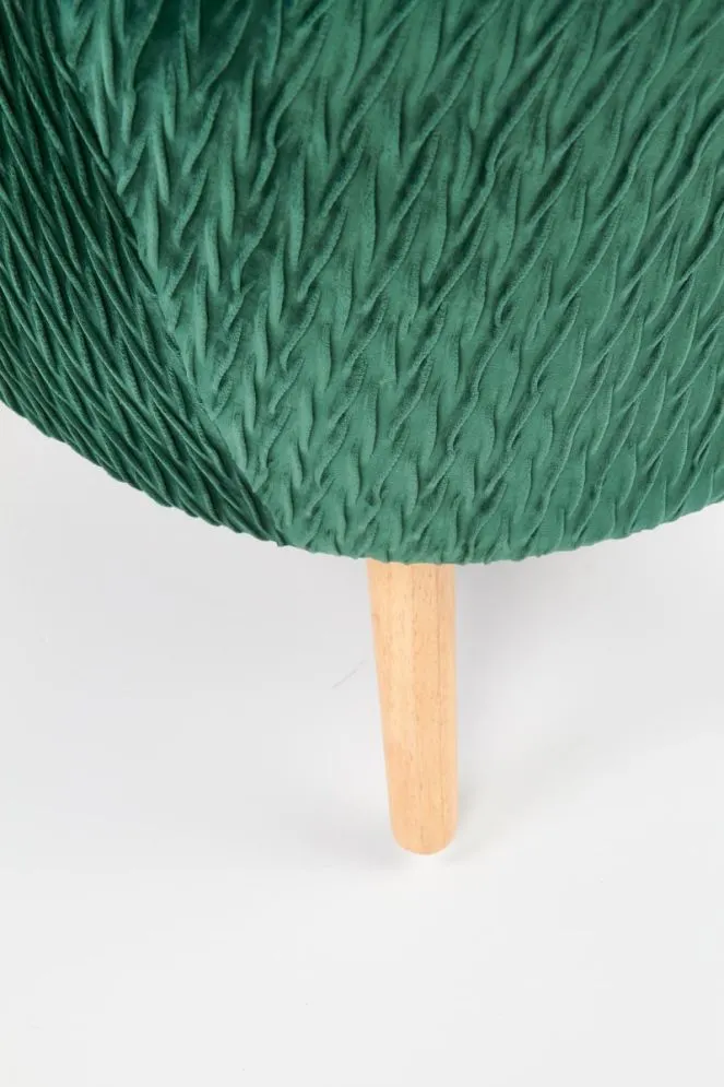 Fotel RAVEL VELVET ciemno zielony/naturalne drewno pikowany | MIRAT.