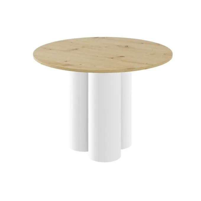 Stół okrągły RAVEO 100x100 dąb/biały połysk w stylu skandynawskim I sklep meblowy MIRAT. styl SKANDYNAWSKI