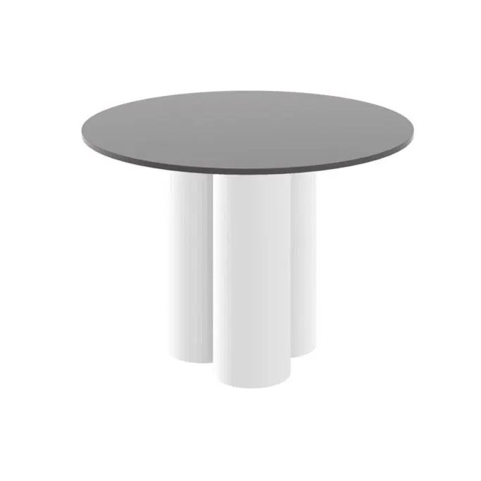 Stół okrągły RAVEO 100x100 szary połysk/biały połysk na jednej nodze I sklep meblowy MIRAT.