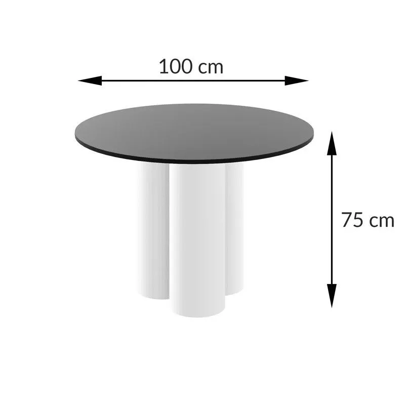 Stół okrągły RAVEO 100x100 biały marmur venatino/biały połysk designerski I sklep meblowy MIRAT.