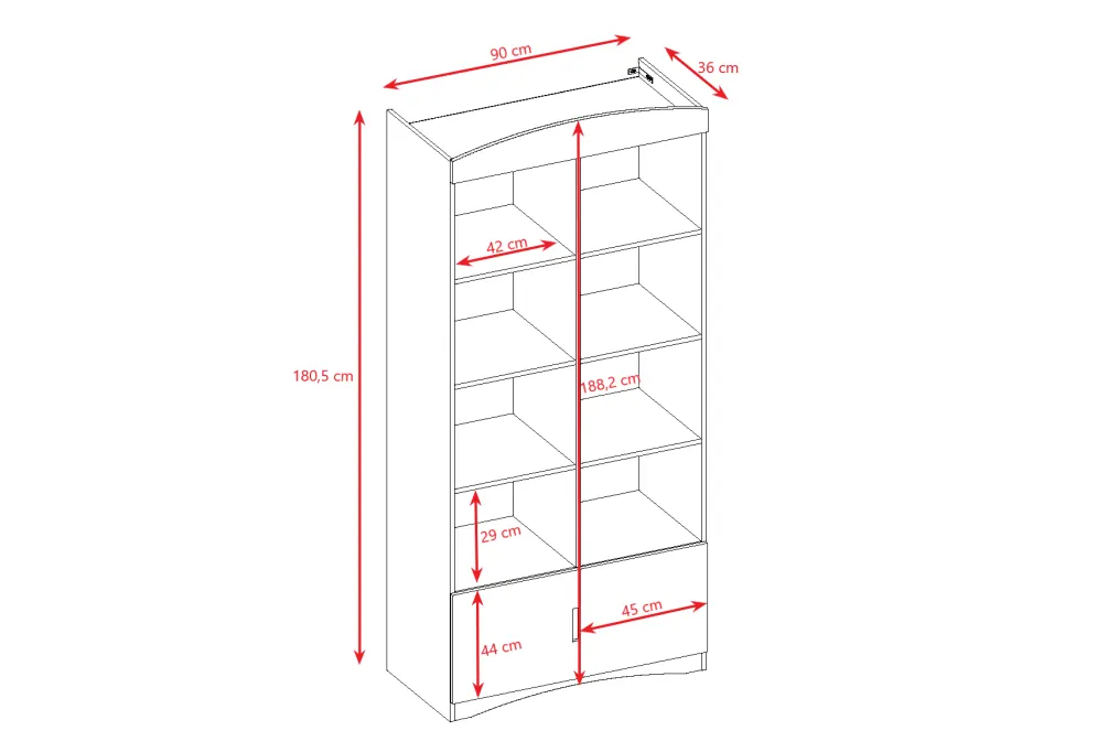 Regał CLASSIC podwójny biały pojemny do pokoju dziecięcego | MIRAT. kolekcja CLASSIC