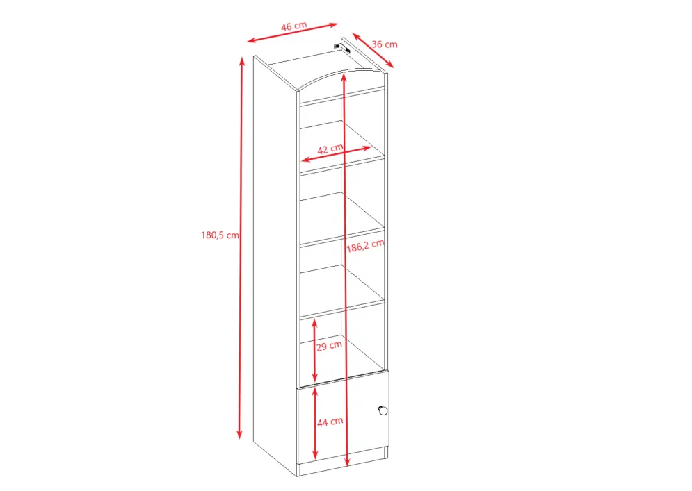 Regał BABY DREAMS biały pojedynczy na zabawki do pokoju dziecięcego | MIRAT. kolekcja BABY DREAMS