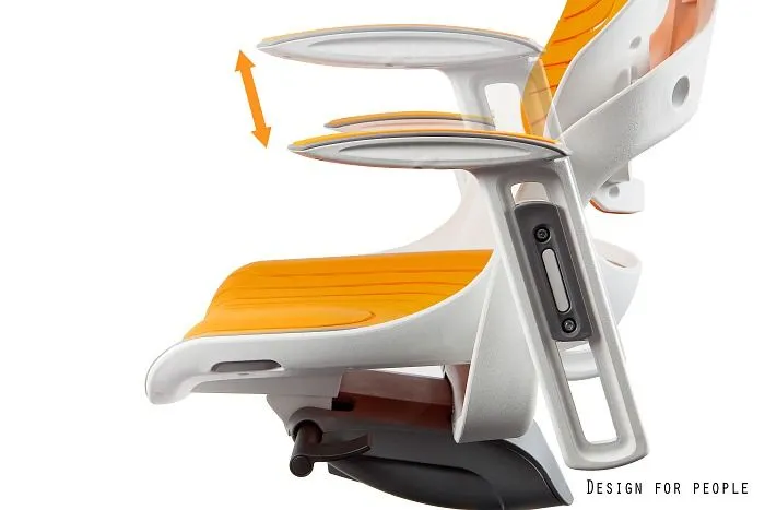 Fotel biurowy WAU biały/pomarańczowy elastomer ergonomiczny | MIRAT.