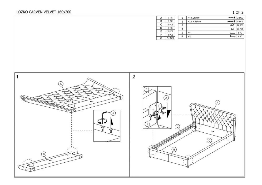 Łóżko tapicerowane CARVEN VELVET szare welurowe dwuosobowe | MIRAT. w stylu GLAMOUR kolekcja