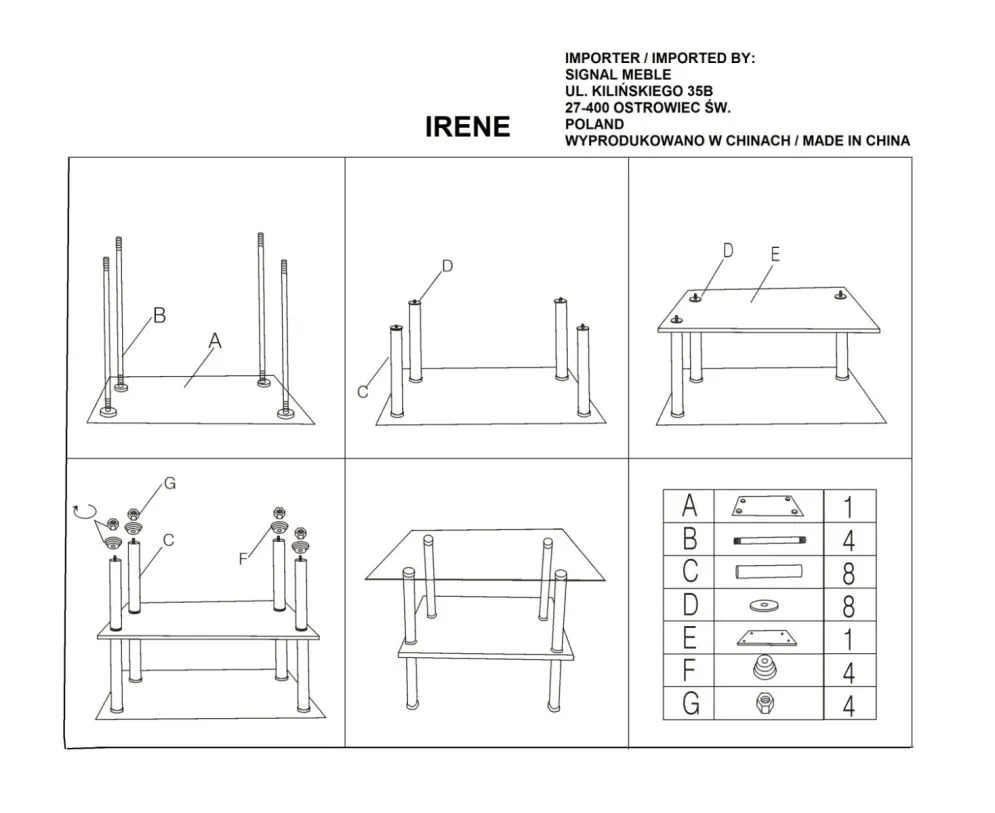Ława IRENE szklana ze szklaną półką w stylu nowoczesnym | MIRAT.