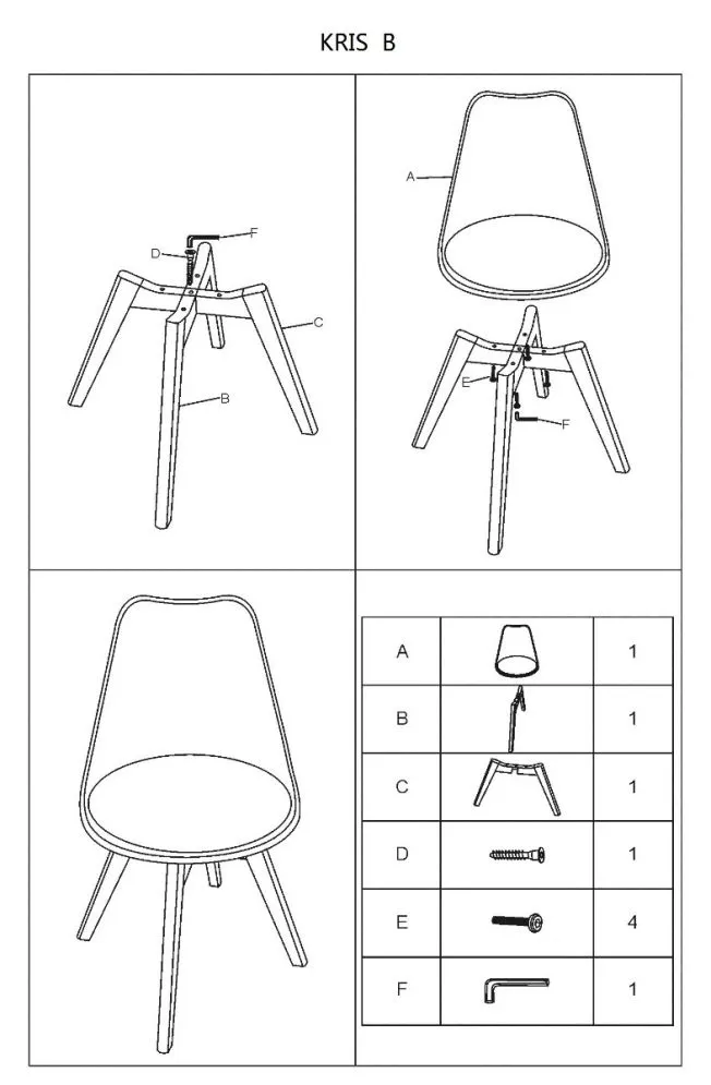 Krzesło KRIS czarne/dąb plastikowe nowoczesne | MIRAT. styl SKANDYNAWSKI kolekcja DIOR