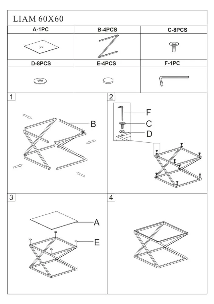 Ława LIAM dymiona/złota kwadratowa szklana | MIRAT. styl GLAMOUR