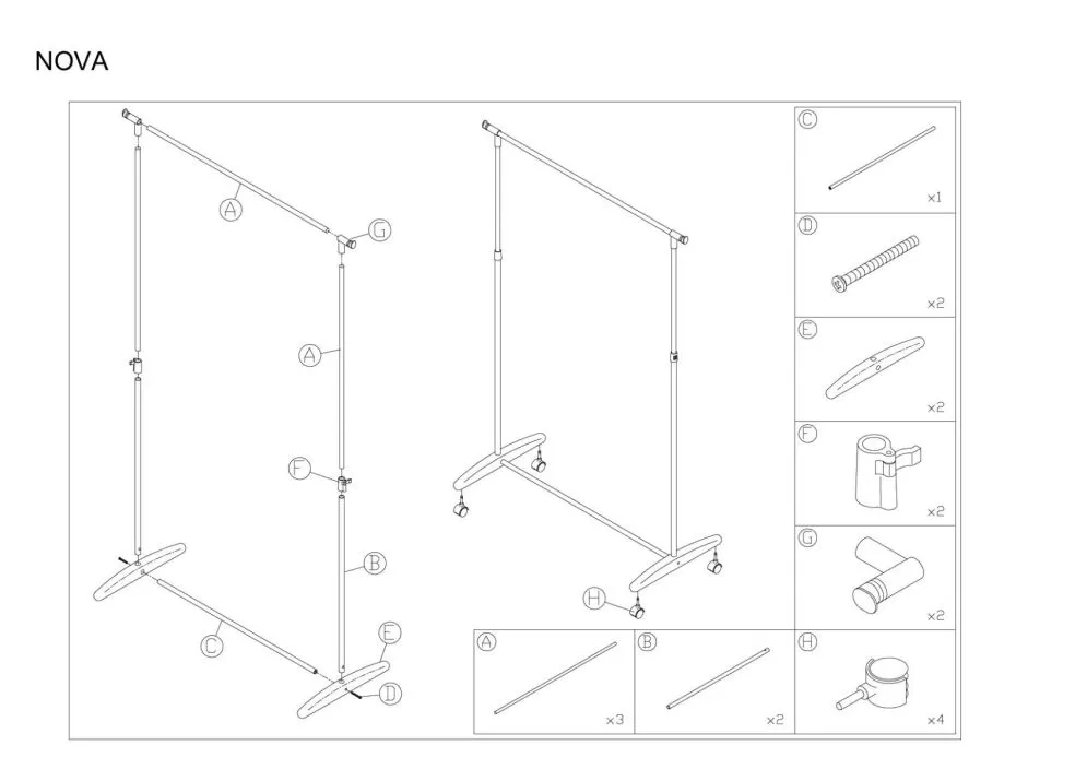 Wieszak NOVA czarny do garderoby | MIRAT.