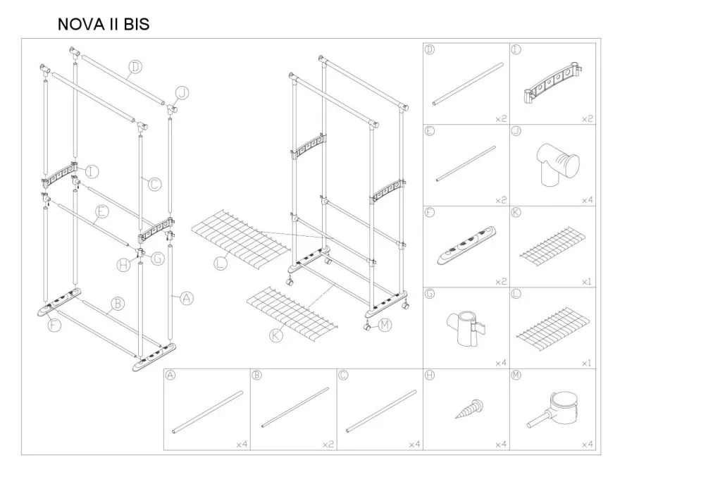 Wieszak NOVA II bis czarny do garderoby z regulacją wysokości | MIRAT.
