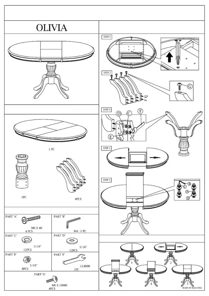 Stół OLIVIA biały rozkładany w klasycznym stylu | MIRAT.