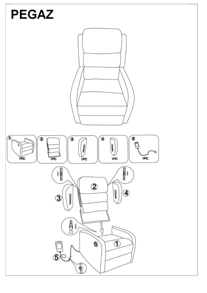 Fotel rozkładany PEGAZ VELVET beżowy wypoczynkowy elektryczny | MIRAT. w stylu  kolekcja
