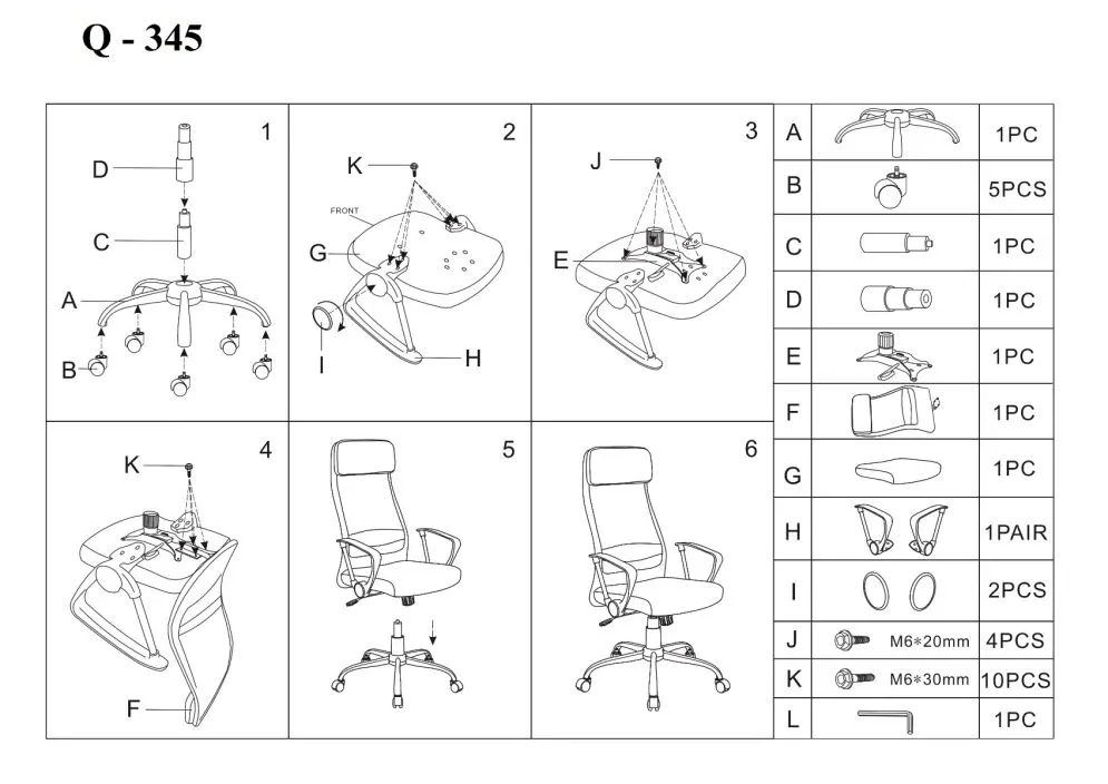 Fotel biurowy Q-345 czarny obrotowy do komputera | MIRAT. w stylu  kolekcja