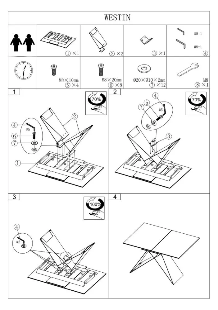 Stół rozkładany WESTIN SC 120(160)x80 biały marmur/czarny mat designerski | MIRAT. w stylu  kolekcja
